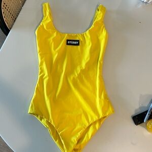 Stussy bathing suit swimsuit rare yellow size small